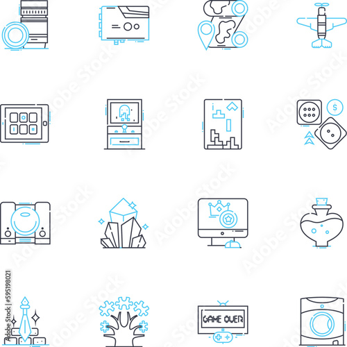 Fototapet Game development sector linear icons set