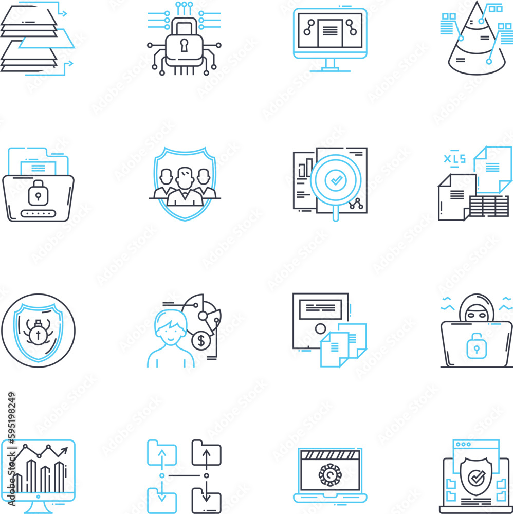Data protection linear icons set. Encryption, Privacy, Cybersecurity, GDPR, Compliance, Backup, Sensitive line vector and concept signs. Firewall,Surveillance,Vulnerability outline illustrations Data protection linear icons set. Encryption, Privacy, Cybersecurity, GDPR, Compliance, Backup, Sensitive line vector and concept signs. Firewall,Surveillance,Vulnerability outline illustrations