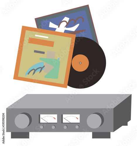 古いレコードとアンプのベクトル イラスト
