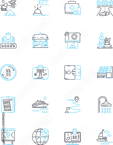Mirth bliss linear icons set. Joy, Euphoria, Delight, Exhilaration, Rapture, Ecstasy, Pleasure line vector and concept signs. Contentment,Laughter,Gratitude outline illustrations