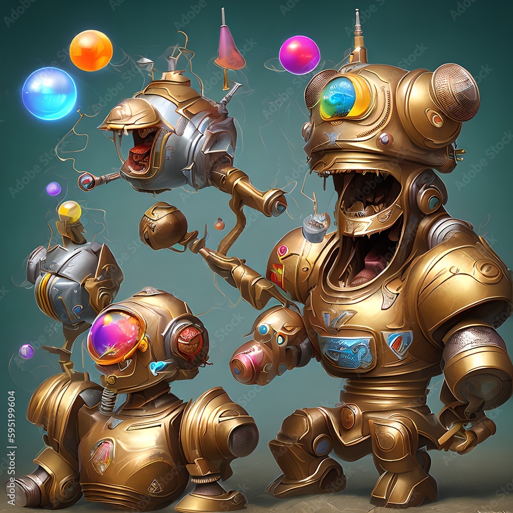 AI Joke - Funny Cheerful Robot, Generative AI Illustration AI Joke - Funny Cheerful Robot, Generative AI Illustration