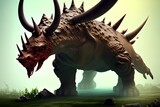 Styracosaurus Dinosaur, Generative AI Illustration