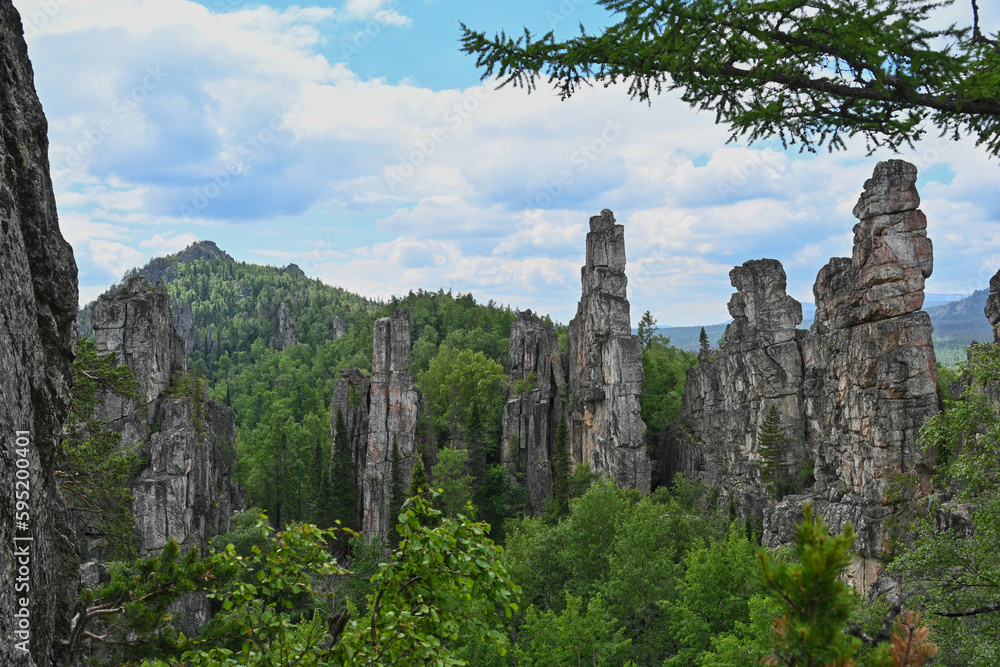 Forest scenery of the Inzer ridge at summer