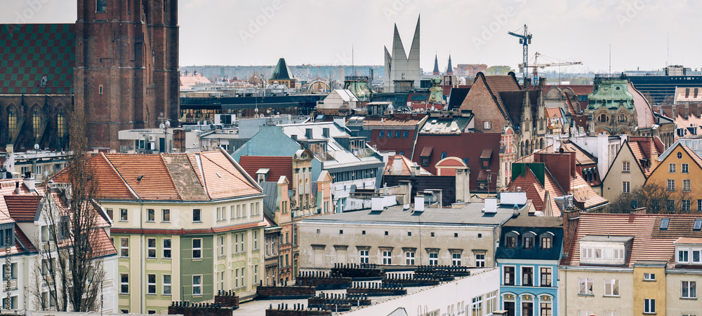 panorama of a big european city - Wroclaw cityscape