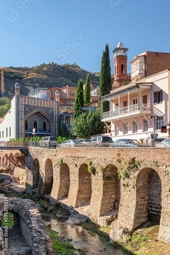 View of Leghvtakhevi Gorge in Old Town of Tbilisi, Georgia photo