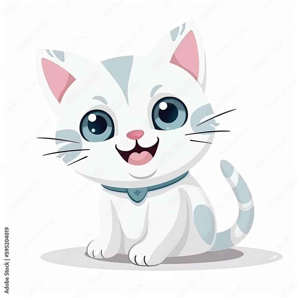 cute cartoon cat with big eyes on white background created using generative AI tools cute cartoon cat with big eyes on white background created using generative AI tools