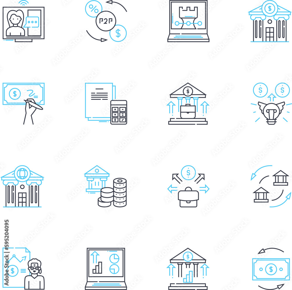 Investment firms linear icons set. Portfolio, Asset, Capital, Advisory, Equity, Risk, Strategy line vector and concept signs. Diversification,Return,Shares outline illustrations Investment firms linear icons set. Portfolio, Asset, Capital, Advisory, Equity, Risk, Strategy line vector and concept signs. Diversification,Return,Shares outline illustrations