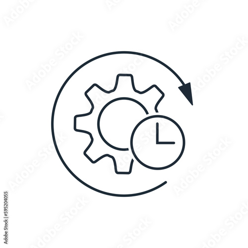 Continuous business cycle.  Vector linear icon isolated on white background.