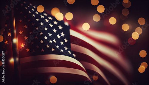 American Wave Flag background. Concept National holidays , Flag Day, Veterans Day, Memorial Day, Independence Day, Patriot Day  Ai generated image  photo