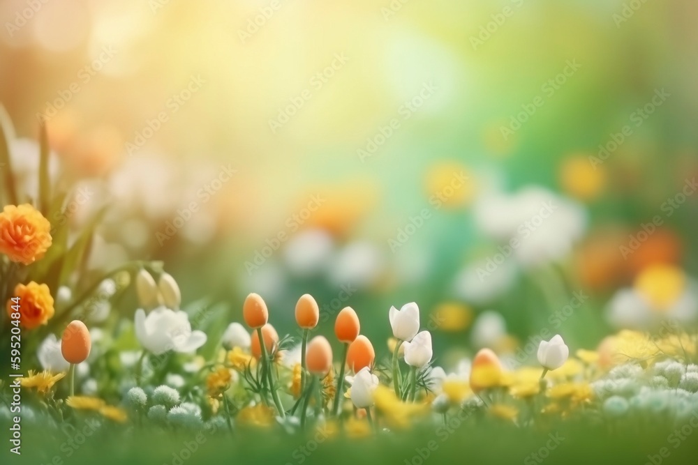 Spring flowers closeup, created with generative AI