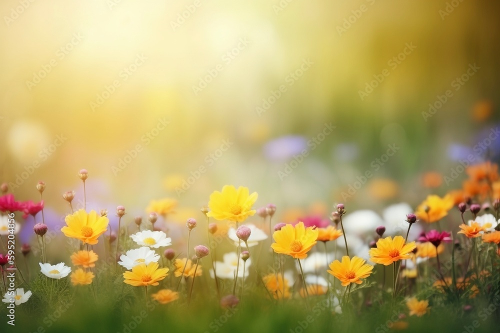 Fototapeta premium Spring flowers closeup, created with generative AI