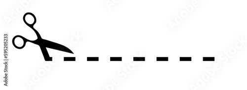 Scissors cutting line isolated