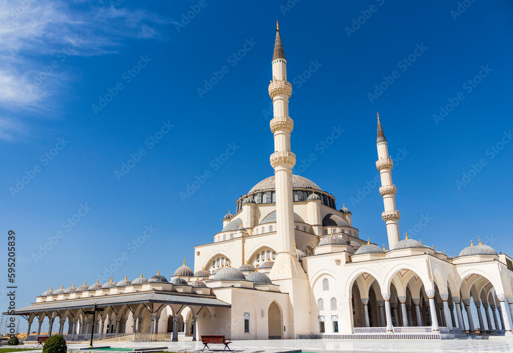 Fototapeta premium Sharjah, UAE - Shot of the largest Sharjah mosque. Religion