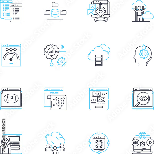Accessibility testing linear icons set. Usability, Compatibility, Navigation, Compliance, Assistive technology, Functional, Feedback line vector and concept signs. Inclusive,Interaction,Screen reader