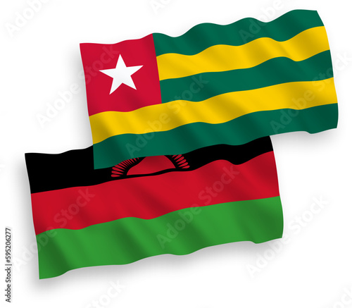 Flags of Togolese Republic and Malawi on a white background