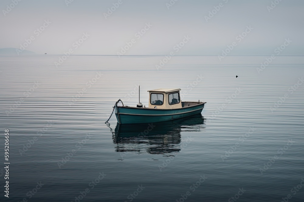 Boat on the lake. Generative AI.