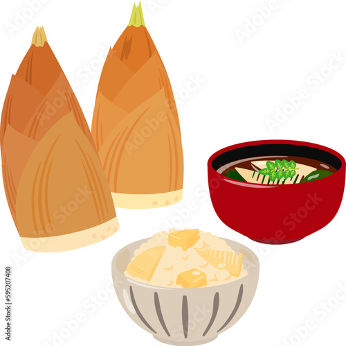 タケノコの炊き込みご飯と若竹汁