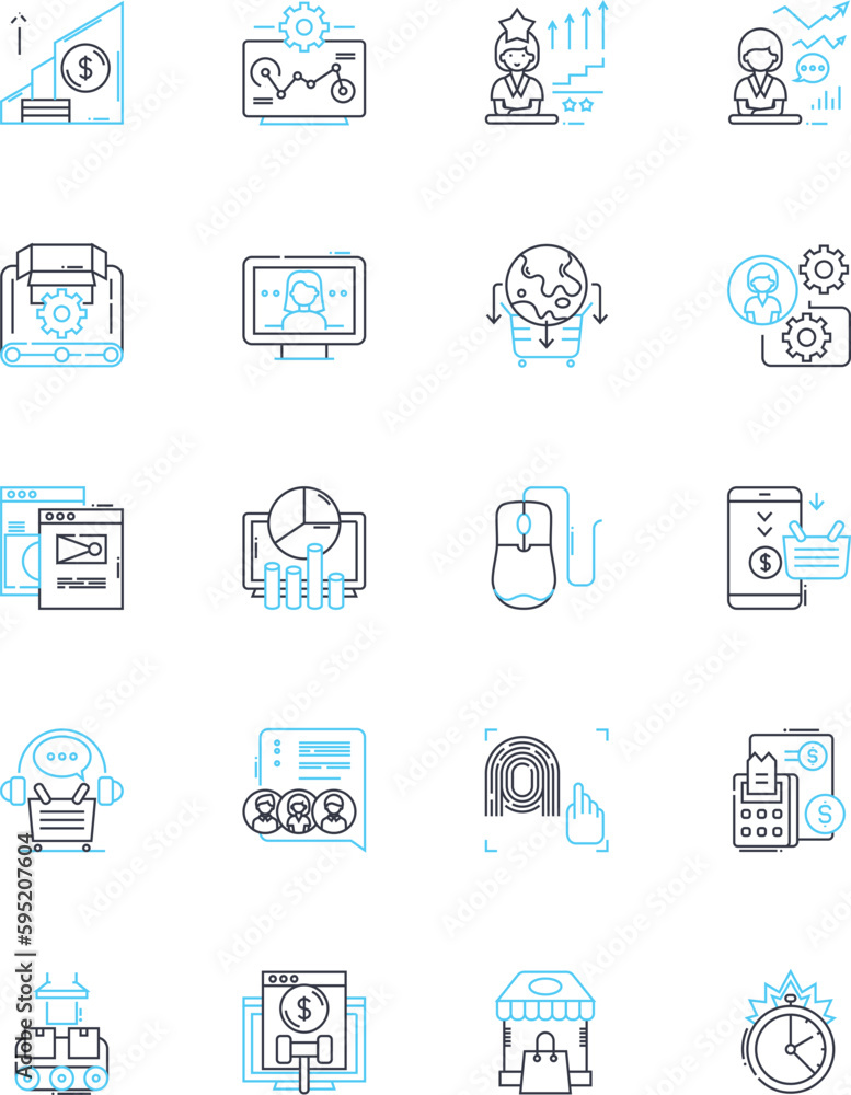 People administration linear icons set. Recruitment, Onboarding, Performance, Training, Succession, Compensation, Benefits line vector and concept signs. Diversity,Inclusion,Development outline