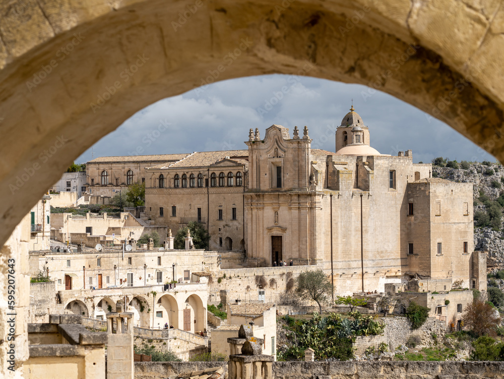 Matera, Italy. Amazing view of the Sassi of Matera. Landscape of the historical part of the town. An Unesco World Heritage Site. Touristic destination