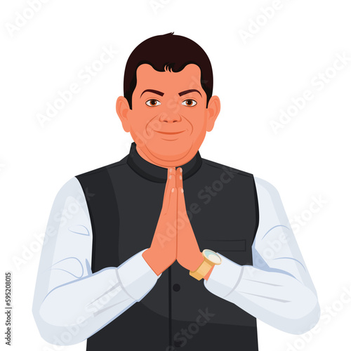 Indian young Politician, Indian man politician showing namaskar