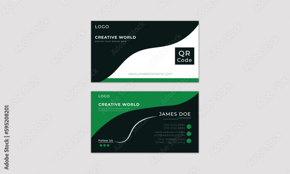Creative business card , Simple Business Card, Double-sided creative business card template, business card design, Horizontal and vertical layout. Modern shape