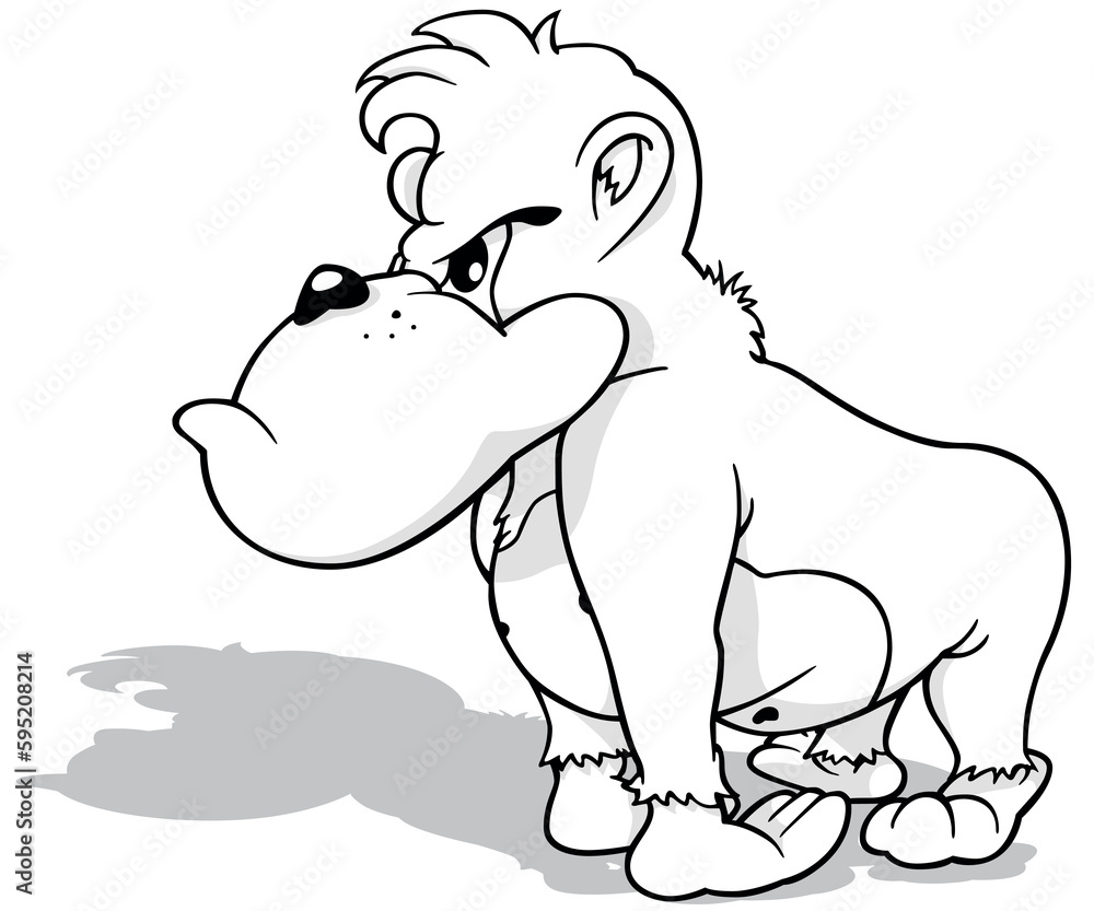 Obraz premium Drawing of a Gorilla Standing on all Fours Limbs