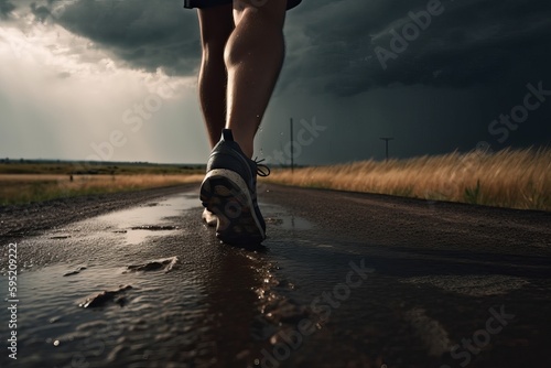Closeup woman running in the park outdoor. walk and outdoor exercise activities concept
