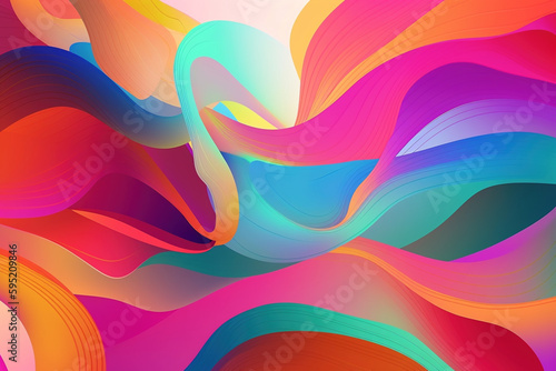 Kolorowe atrakcyjne fale - tapety 3D, tło - Colorful attractive waves - 3D wallpaper, background - Generated AI