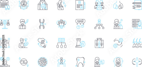 Equal opportunity linear icons set. Access, Diversity, Inclusivity, Fairness, Equity, Empowerment, Progress line vector and concept signs. Justice,Opportunity,Meritocracy outline illustrations