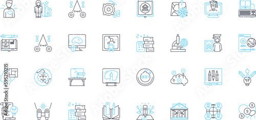 Learning quality linear icons set. Excellence, Progress, Mastery, Rigor, Success, Engagement, Education line vector and concept signs. Development,Innovate,Empowerment outline illustrations © Nina