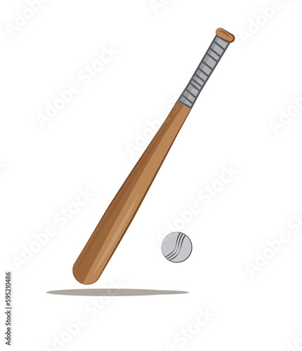 Baseball bat with ball isolated on white