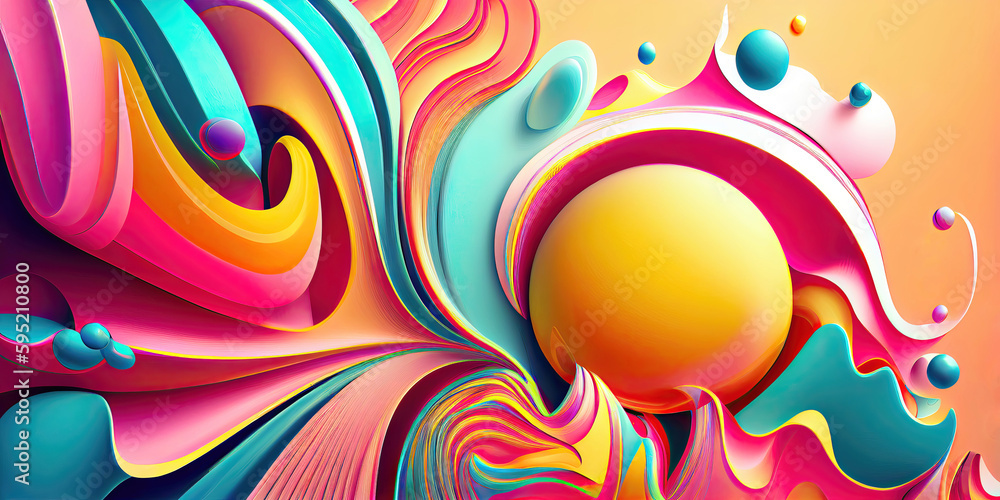 Colorful abstract wallpaper background illustration design with summer colors (Generative AI)