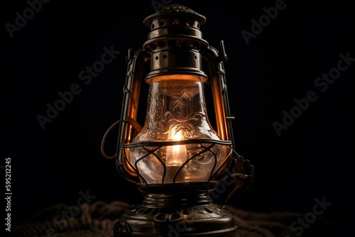 Antique oil lamp on white background. Generative AI
