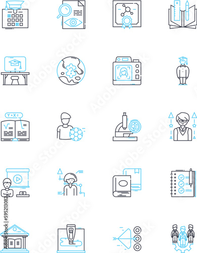 Superior instruction linear icons set. Expertise, Excellence, Mastery, Prodigy, Elite, Exceptional, Enhanced line vector and concept signs. Advanced,Augmented,Precision outline illustrations