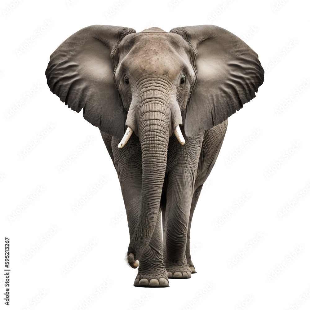 Fototapeta premium Elephant on transparent background, created with generative AI