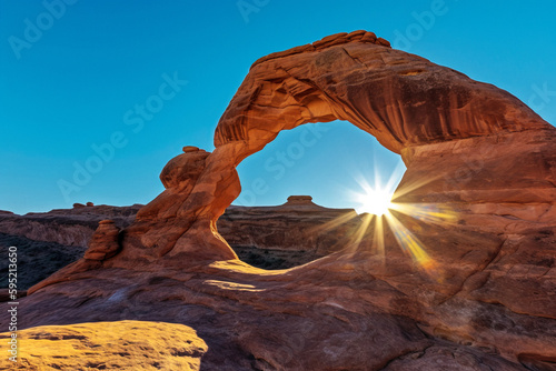 A photograph of the Delicate Arch in Arches National Park - generative AI