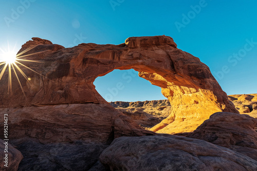 A photograph of the Delicate Arch in Arches National Park - generative AI