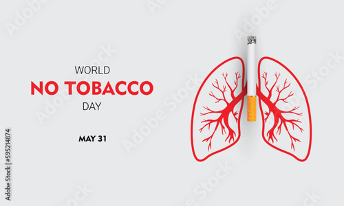 World No Tobacco Day design. It features a cigarette stick on a pair of lungs. Vector illustration photo