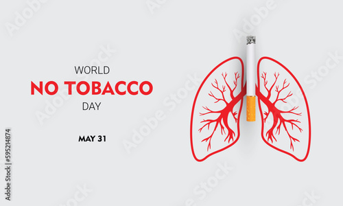 World No Tobacco Day design. It features a cigarette stick on a pair of lungs. Vector illustration