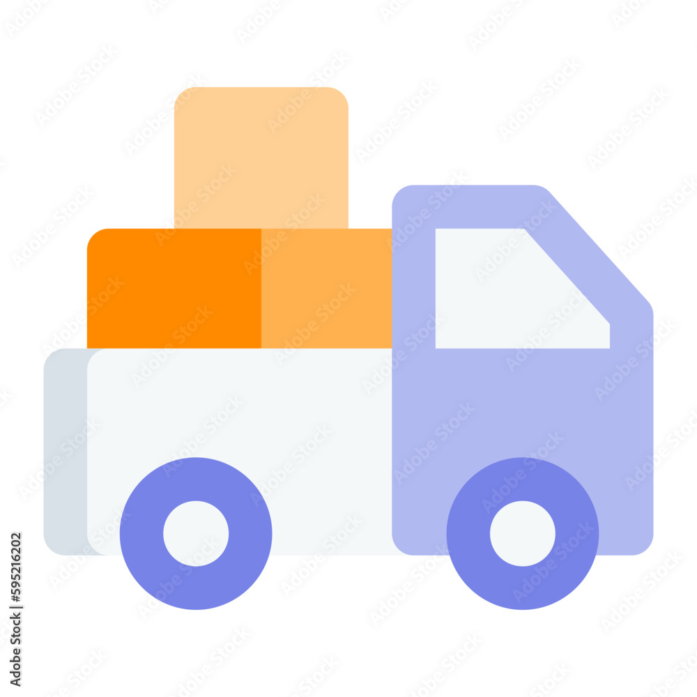 Moving truck in flat icon. Real estate, box, delivery, pickup car Moving truck in flat icon. Real estate, box, delivery, pickup car