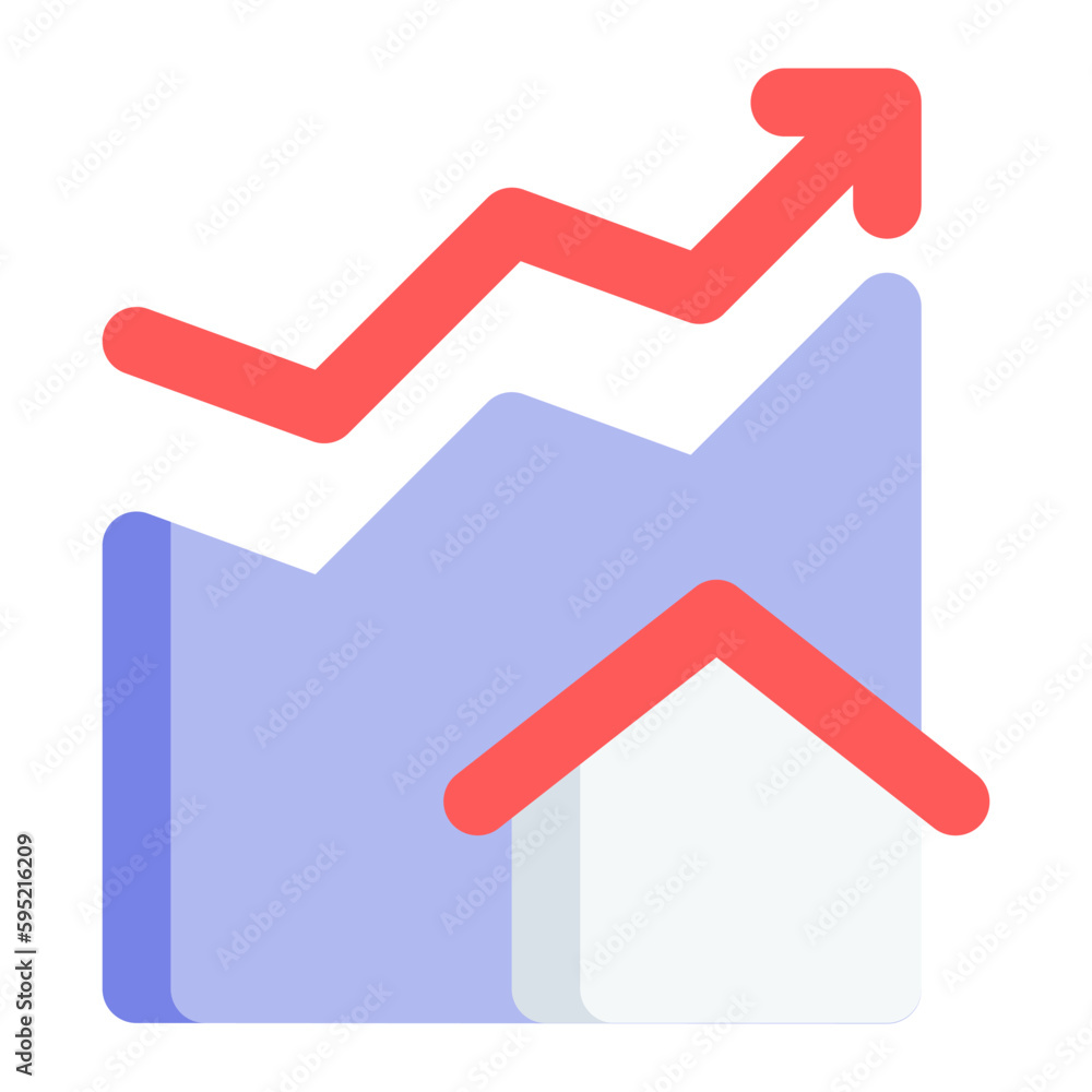 Real estate analytics in flat icon. Stats, graph, chart, report, business Real estate analytics in flat icon. Stats, graph, chart, report, business