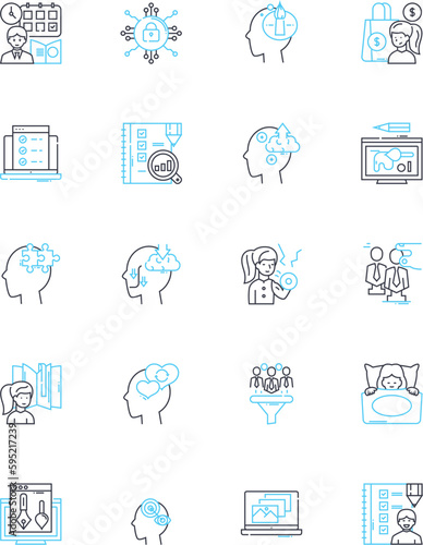Advanced systems linear icons set. Automation, Precision, Analytics, Integration, Efficiency, Optimization, Modularity line vector and concept signs. Customization,Intelligence,Connectivity outline