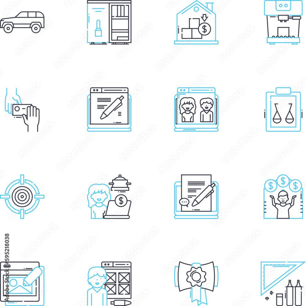 Scanner linear icons set. Digitalize, OCR, Sheet-fed, Flatbed, Portable ...