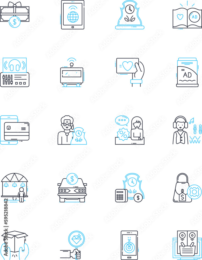 Media planning linear icons set. Strategy, Budget, Targeting, Research, Advertising, Demographics, Channels line vector and concept signs. Optimization,Metrics,Analytics outline illustrations Media planning linear icons set. Strategy, Budget, Targeting, Research, Advertising, Demographics, Channels line vector and concept signs. Optimization,Metrics,Analytics outline illustrations