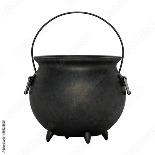 Witch cauldron on transparent background. 3D photo