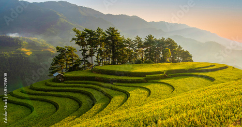Photography Sunset in Mu Cang Chai terraces, Vietnam.