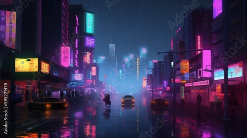 futuristic asian city, generative ai © carballo
