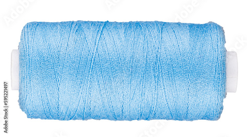 фотографія Spool with blue thread for sewing, supply for sewing, isolated cut out object on