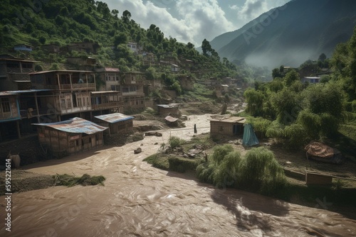 Floods hit Pakistan's Swat Valley in 2010. Generative AI photo