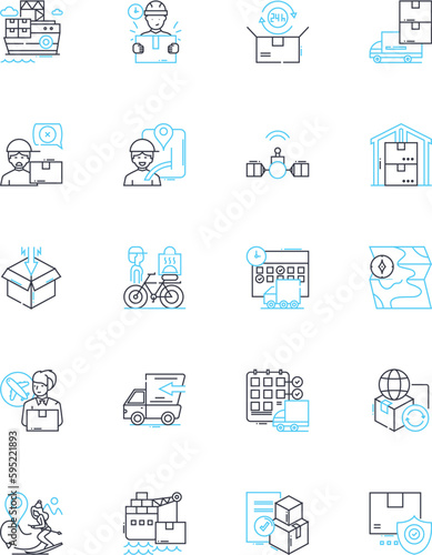 Rapid dispatch linear icons set. Swift, Expedient, Prompt, Agile, Efficient, Quick, Speedy line vector and concept signs. Rapid,Fast,Snappy outline illustrations
